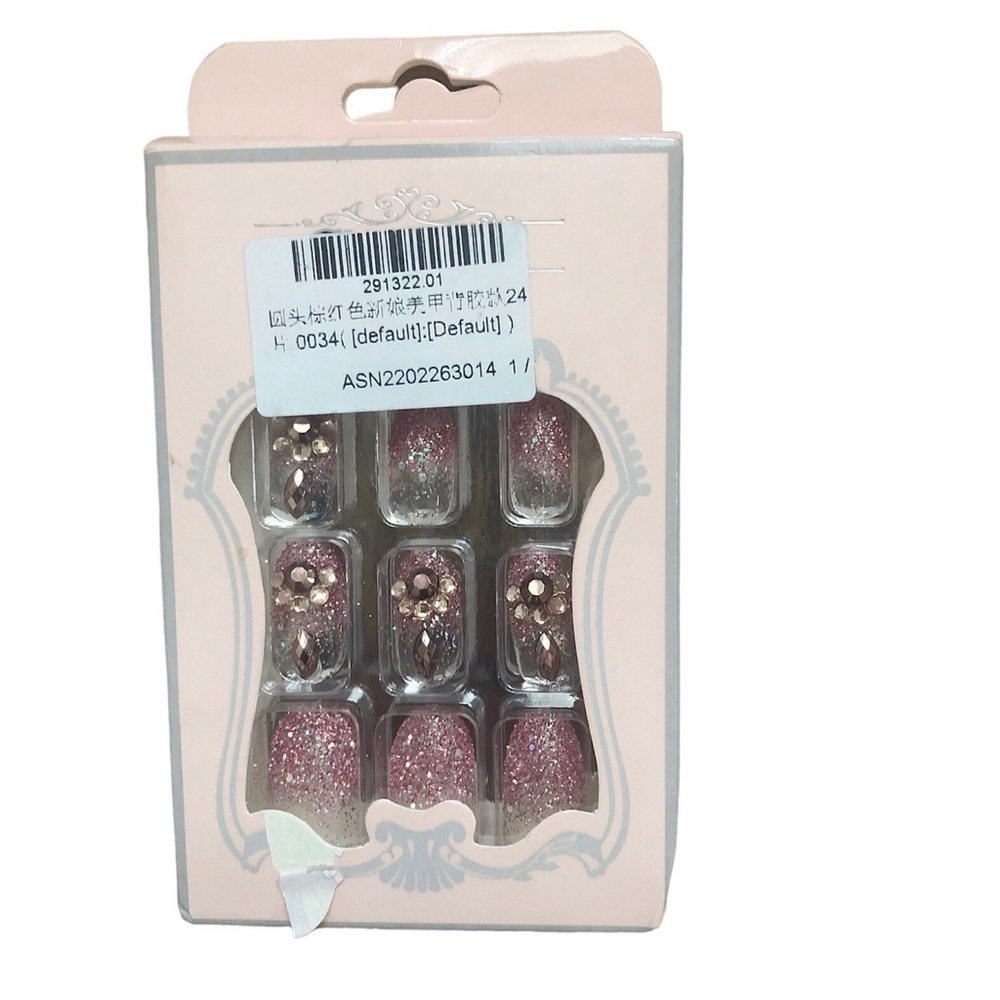 NIB Pink Glitter Press On Nails